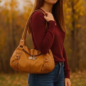 Tignanello 20th Anniversary Y2K Buttery Soft Shoulder Bag Caramel/Camel